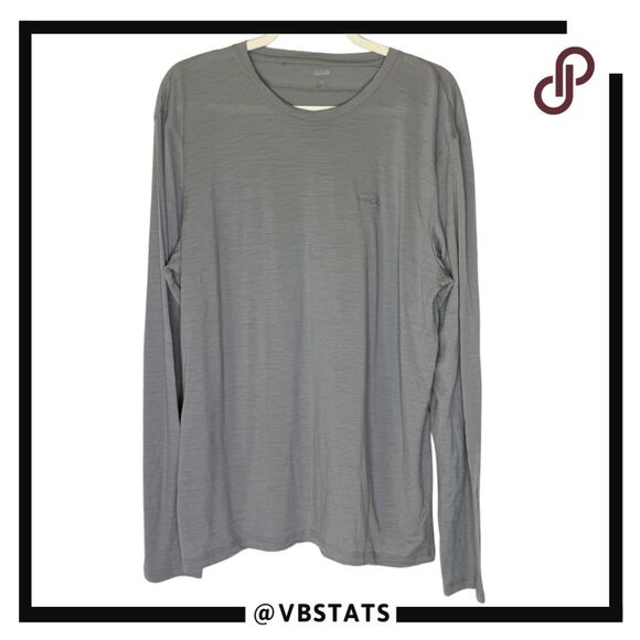Icebreaker Men's 100% Merino Wool Crew Neck Long Sleeve T-Shirt Gray Size XL - Picture 1 of 8